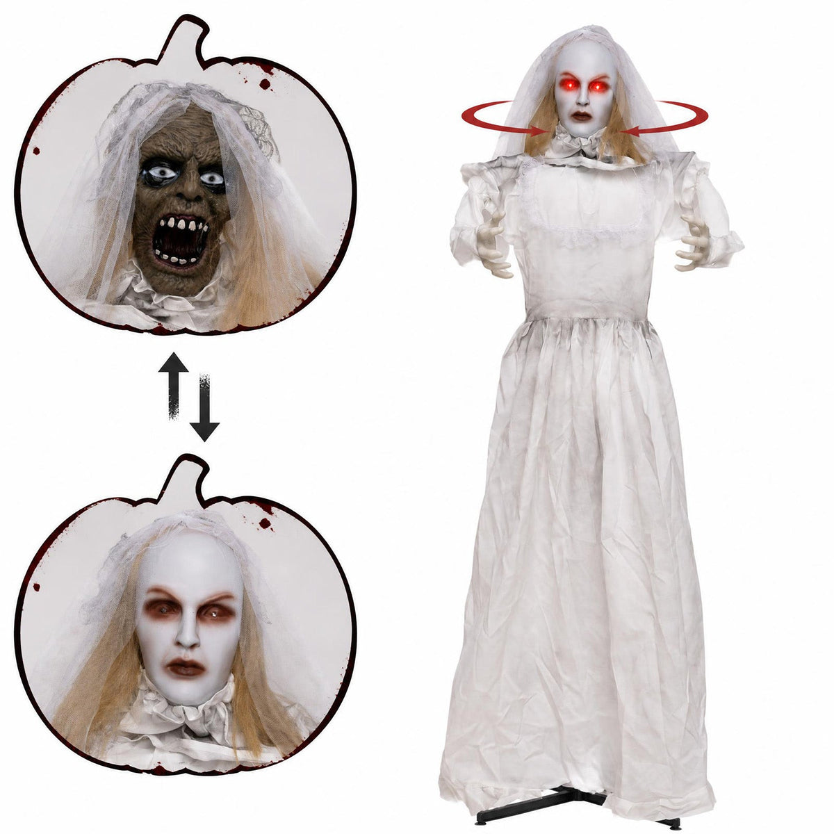 5.7 Ft Animated Ghost Bride with Turning Head