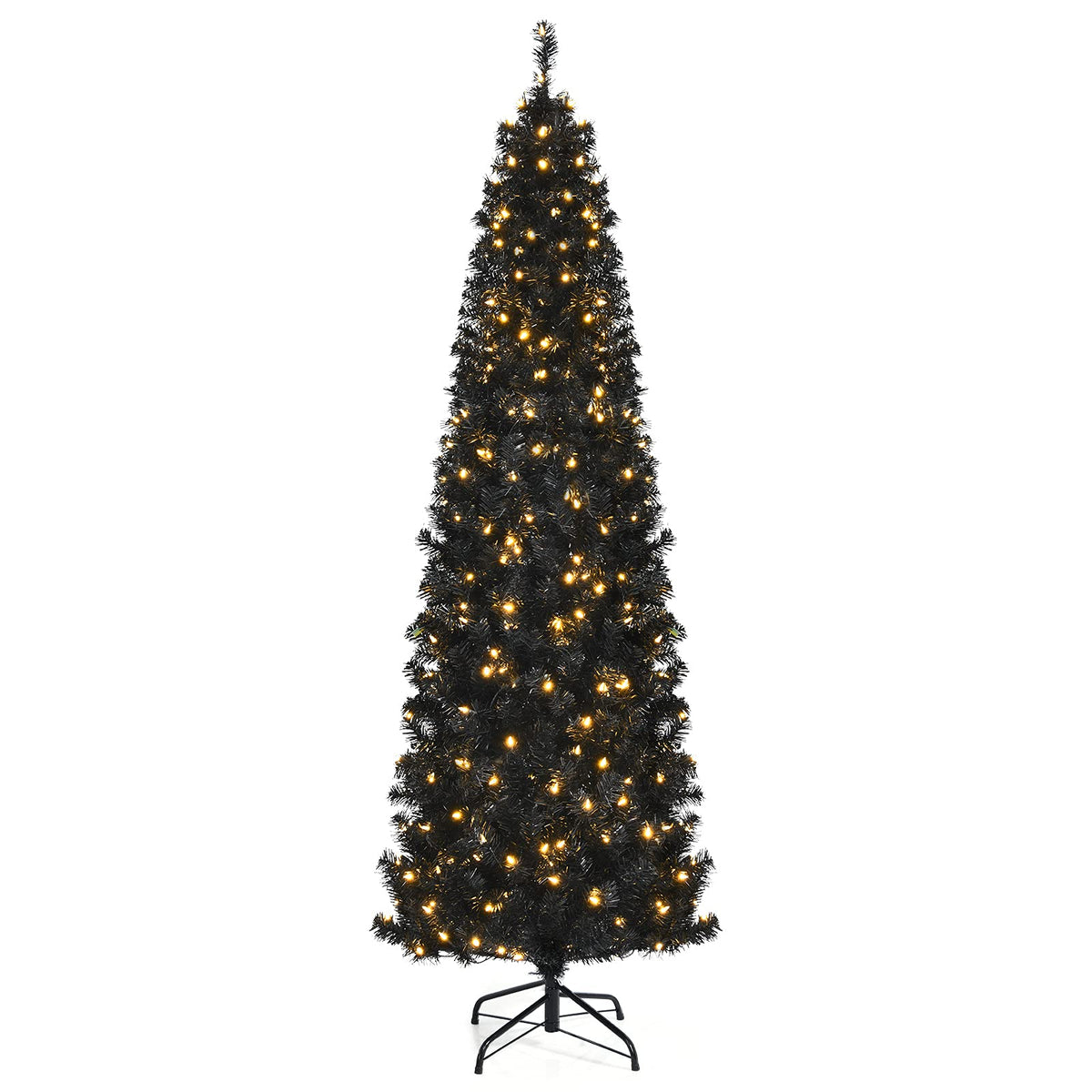 6 Ft Pre-Lit Black Pencil Tree, 280 LED Lights