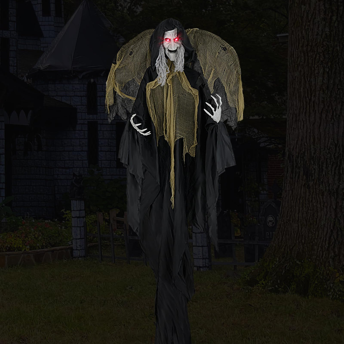 8.2 Ft Standing Witch Animatronic with Red Eyes