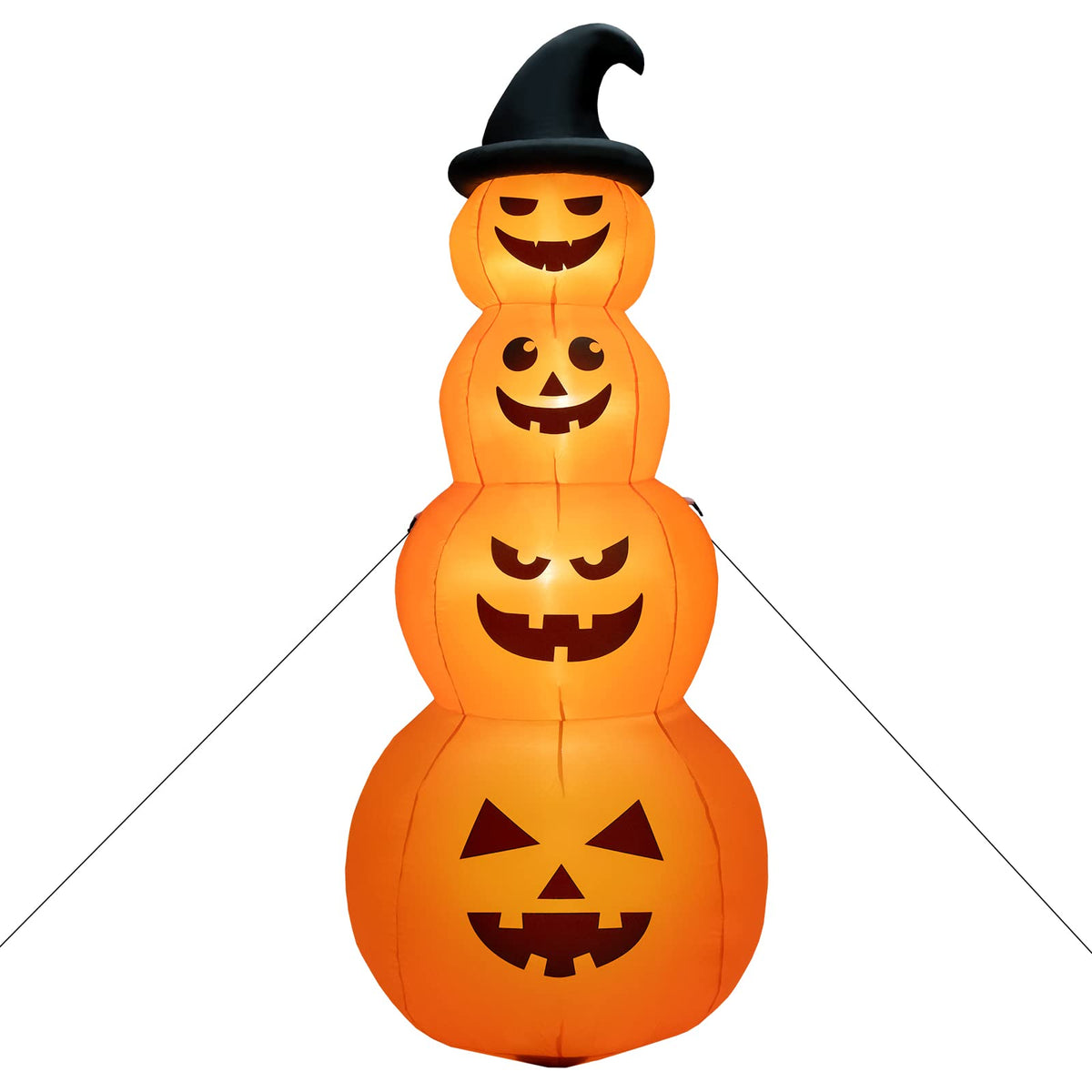 8 Ft Inflatable Pumpkin Stack with Wizard Hat