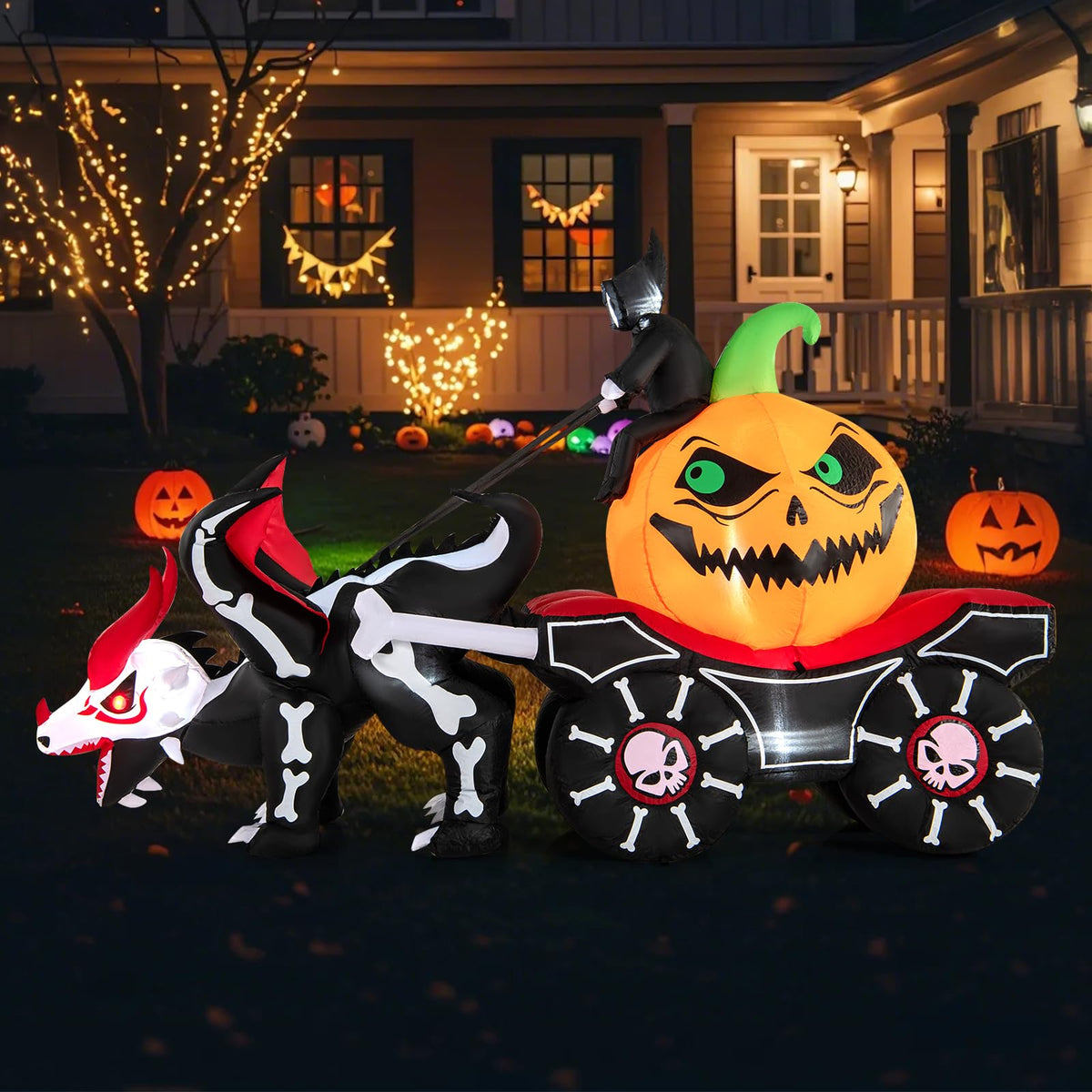9 Ft Inflatable Reaper Pumpkin Carriage Decor