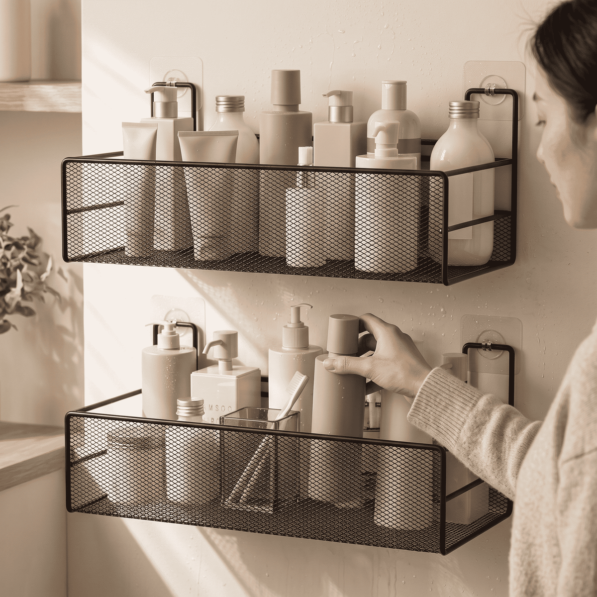 AVELLO No-Drill Shower Organizer – Modern Bathroom Shelf