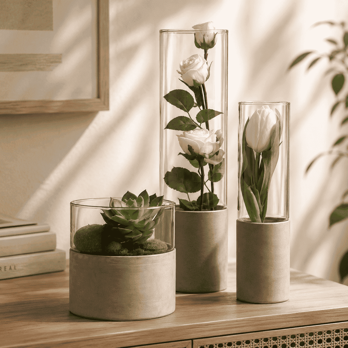Concrete and Glass Vase
