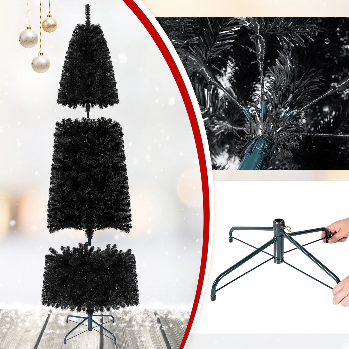 7 or 8 Ft Pre-Lit Black Slim Artificial Tree