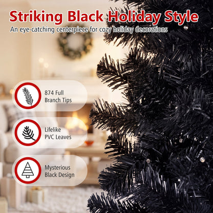 7 or 8 Ft Pre-Lit Black Slim Artificial Tree
