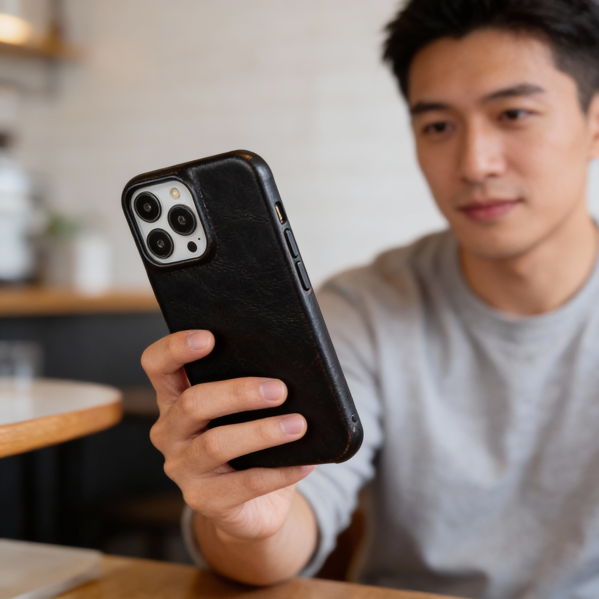 Oil Wax Leather iPhone Case
