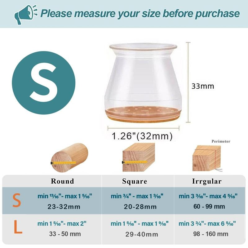 Clear Silicone Chair Leg Caps