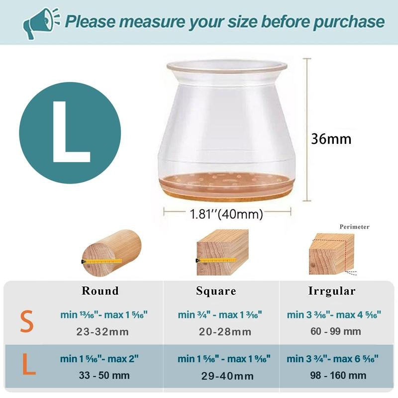 Clear Silicone Chair Leg Caps