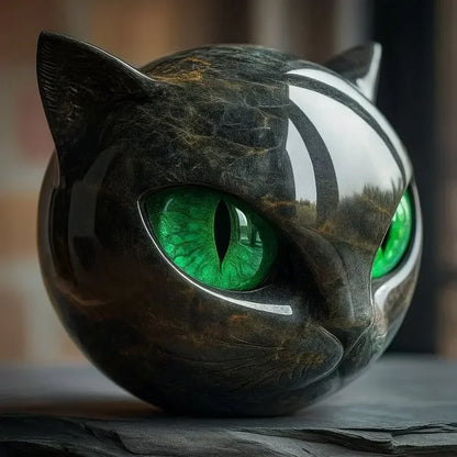 Black Cat Head Sculpture