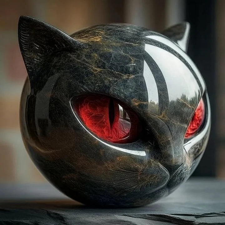 Black Cat Head Sculpture