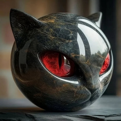 Black Cat Head Sculpture