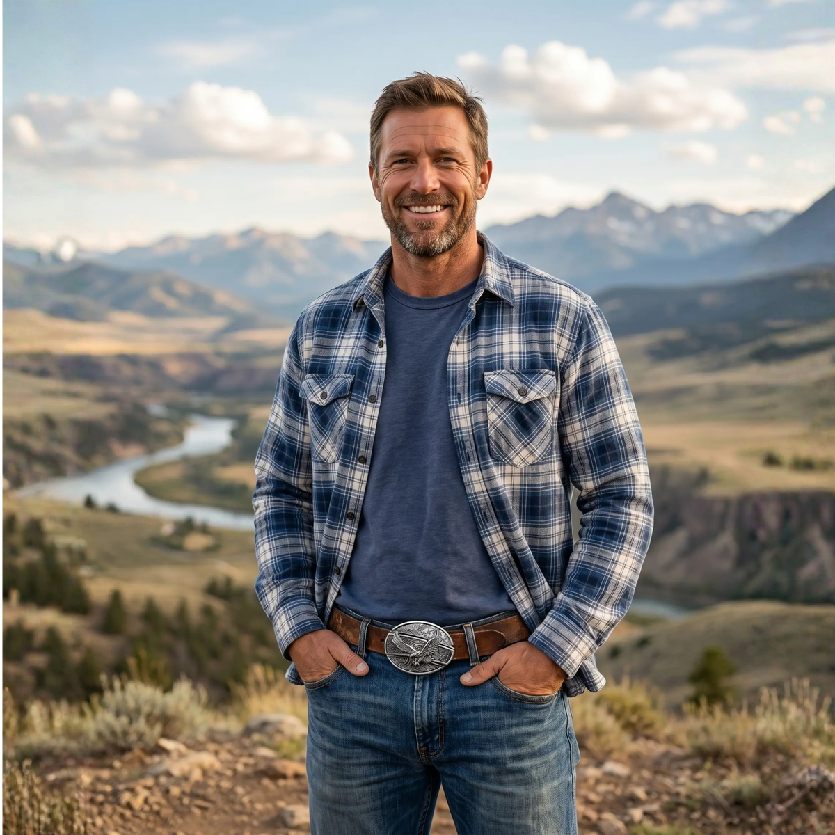Oval Cowboy Metal Belt Buckle