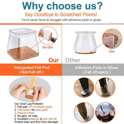 Clear Silicone Chair Leg Caps