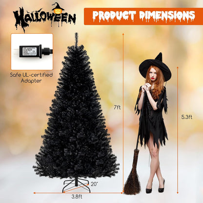 6, 7 or 8 Ft Pre-Lit Black Halloween Tree