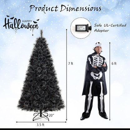 6, 7 or 8 Ft Pre-Lit Black Artificial Tree