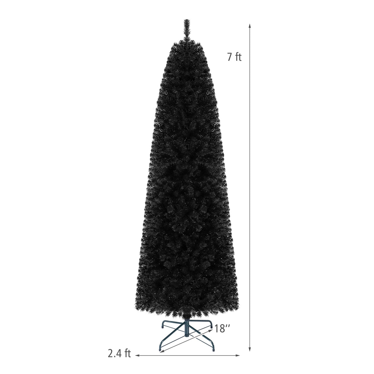 7 or 8 Ft Pre-Lit Black Slim Artificial Tree