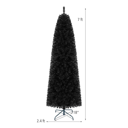 7 or 8 Ft Pre-Lit Black Slim Artificial Tree