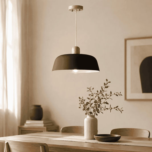 Metal and Wood Pendant Light