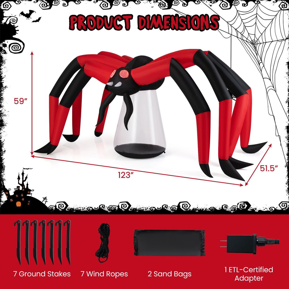 5 Ft Inflatable Spider With Glowing Red Eyes