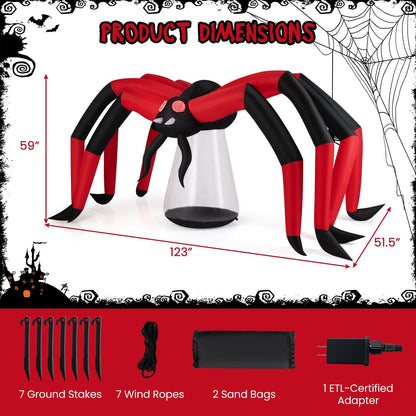 5 Ft Inflatable Spider With Glowing Red Eyes