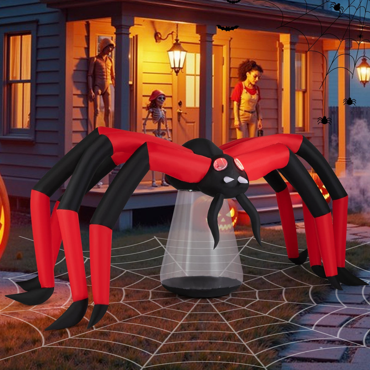5 Ft Inflatable Spider With Glowing Red Eyes