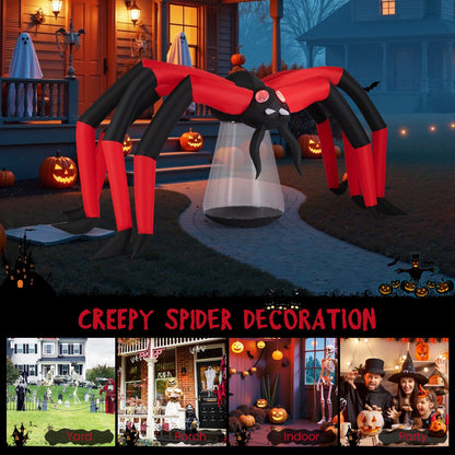 5 Ft Inflatable Spider With Glowing Red Eyes