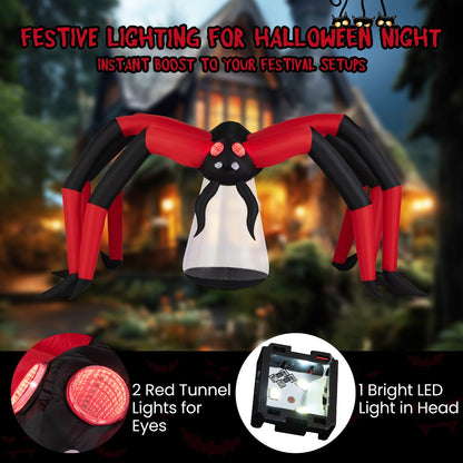 5 Ft Inflatable Spider With Glowing Red Eyes