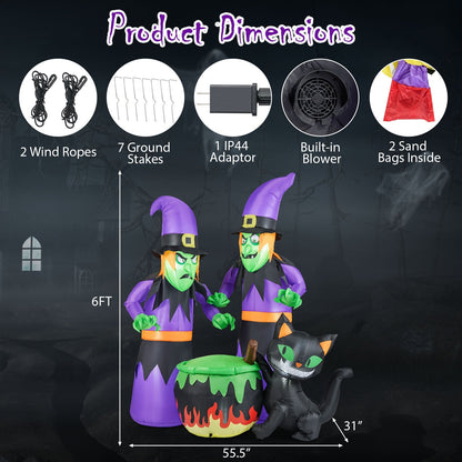 6 Ft Inflatable Witches and Cauldron Yard Decor