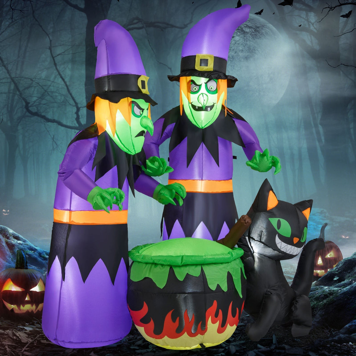 6 Ft Inflatable Witches and Cauldron Yard Decor