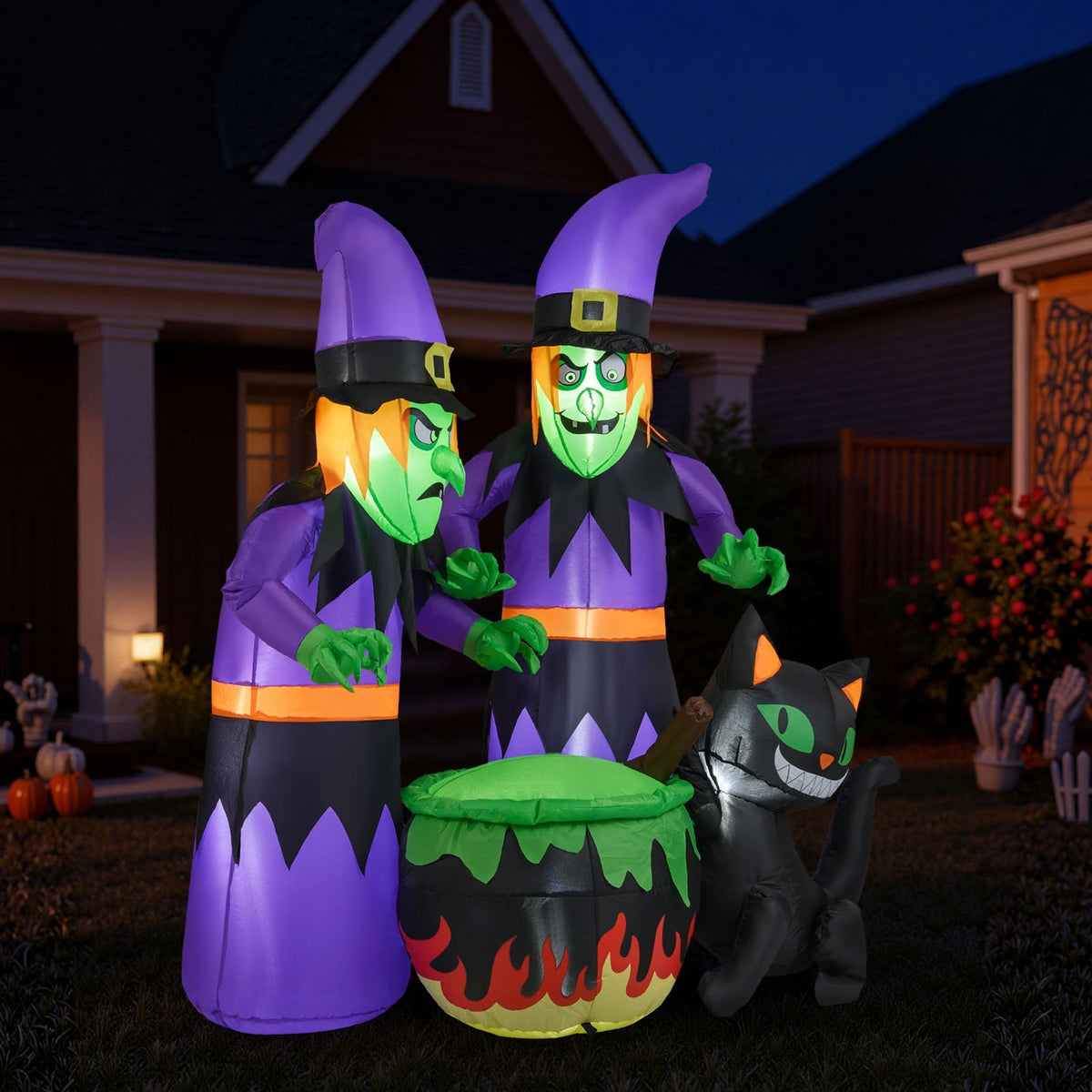 6 Ft Inflatable Witches and Cauldron Yard Decor
