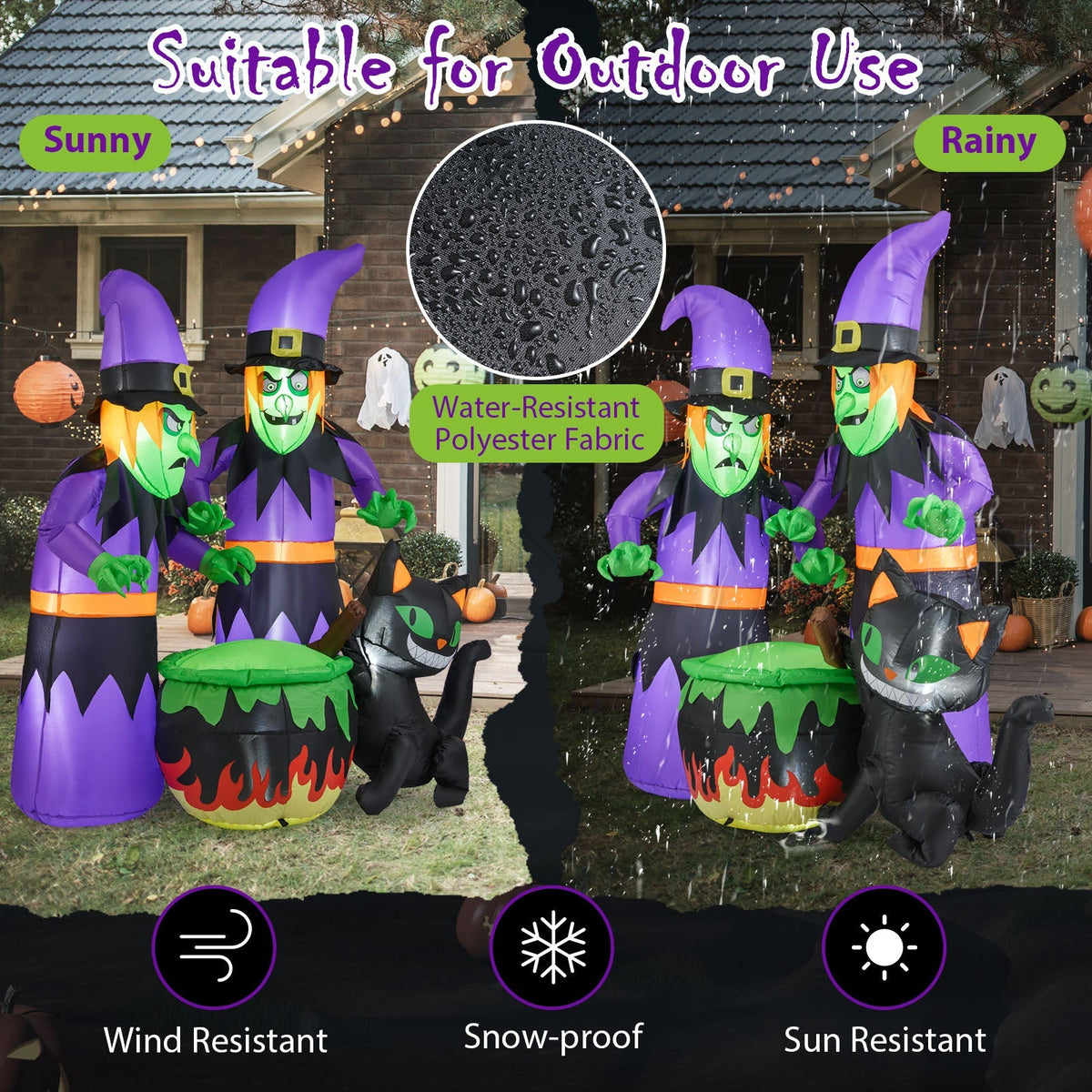 6 Ft Inflatable Witches and Cauldron Yard Decor