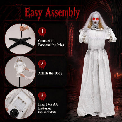 5.7 Ft Animated Ghost Bride with Turning Head