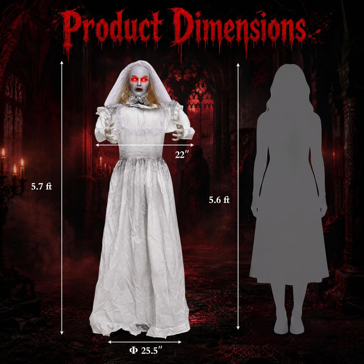 5.7 Ft Animated Ghost Bride with Turning Head