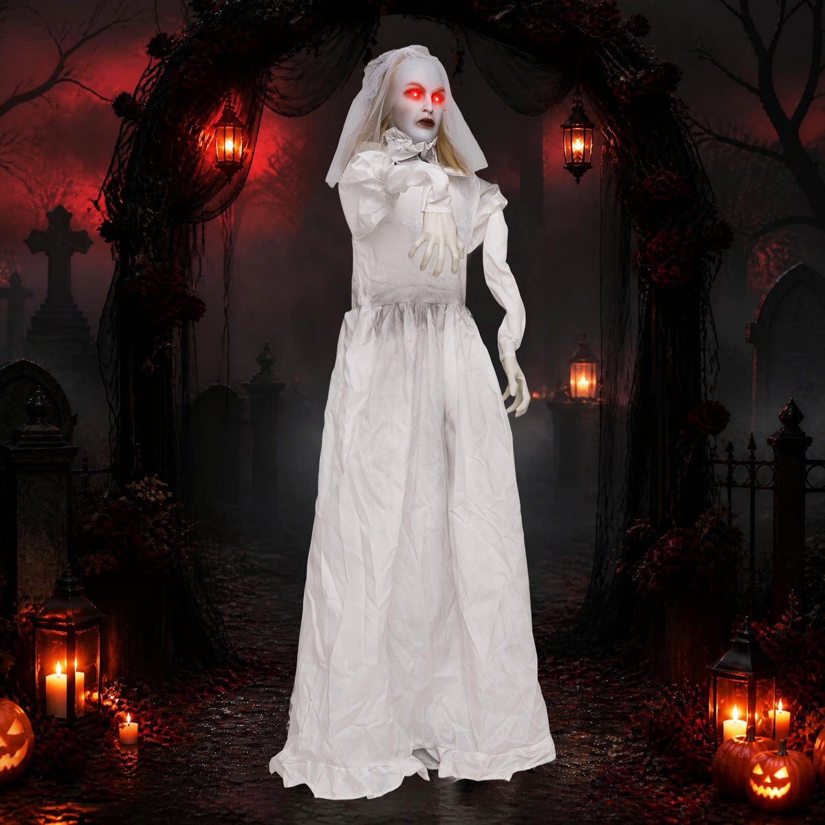 5.7 Ft Animated Ghost Bride with Turning Head