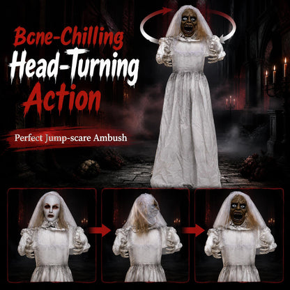 5.7 Ft Animated Ghost Bride with Turning Head