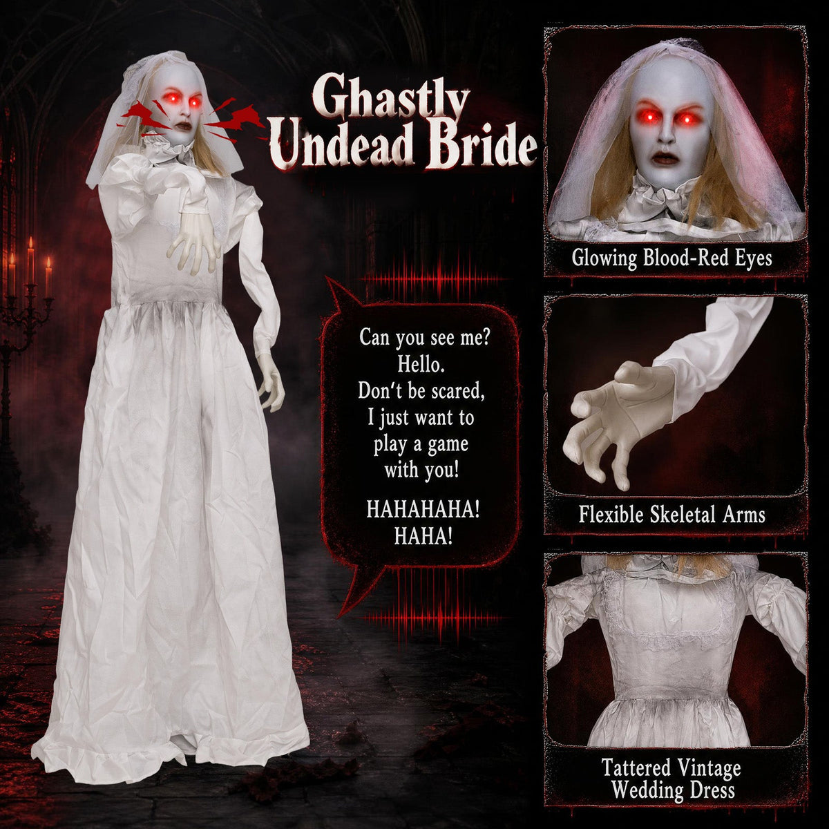 5.7 Ft Animated Ghost Bride with Turning Head