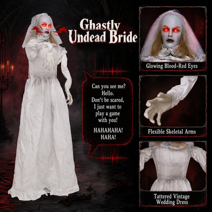 5.7 Ft Animated Ghost Bride with Turning Head