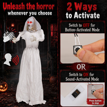 5.7 Ft Animated Ghost Bride with Turning Head