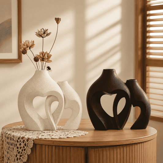Geometric Ceramic Vase Duo