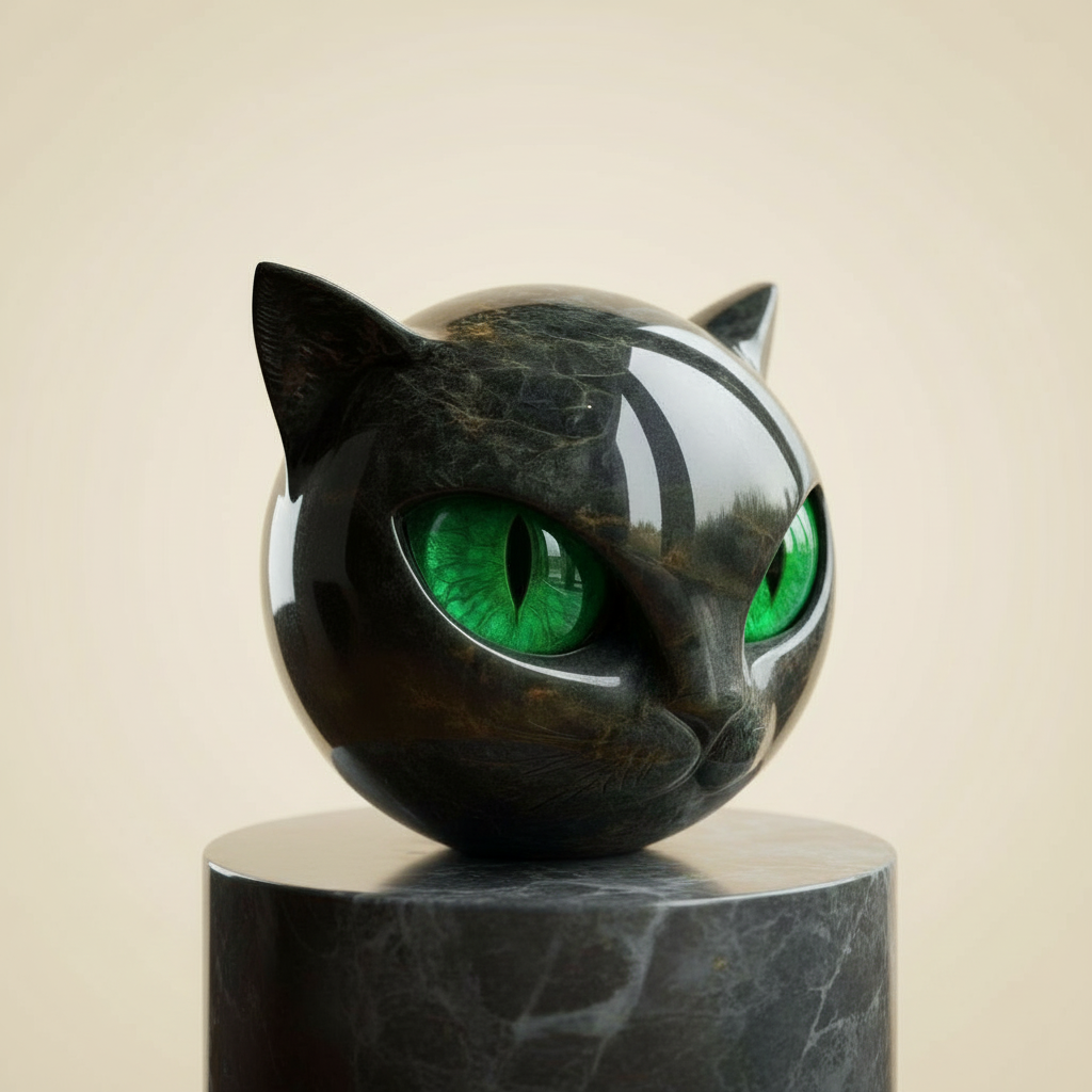 Black Cat Head Sculpture
