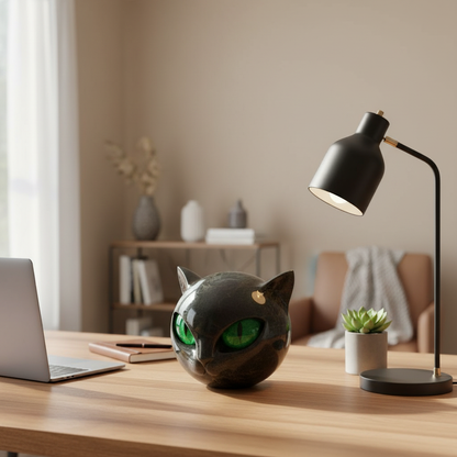 Black Cat Head Sculpture