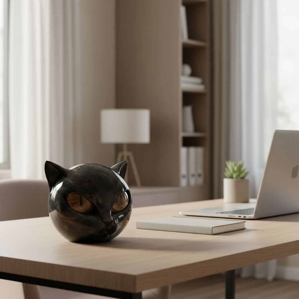 Black Cat Head Sculpture