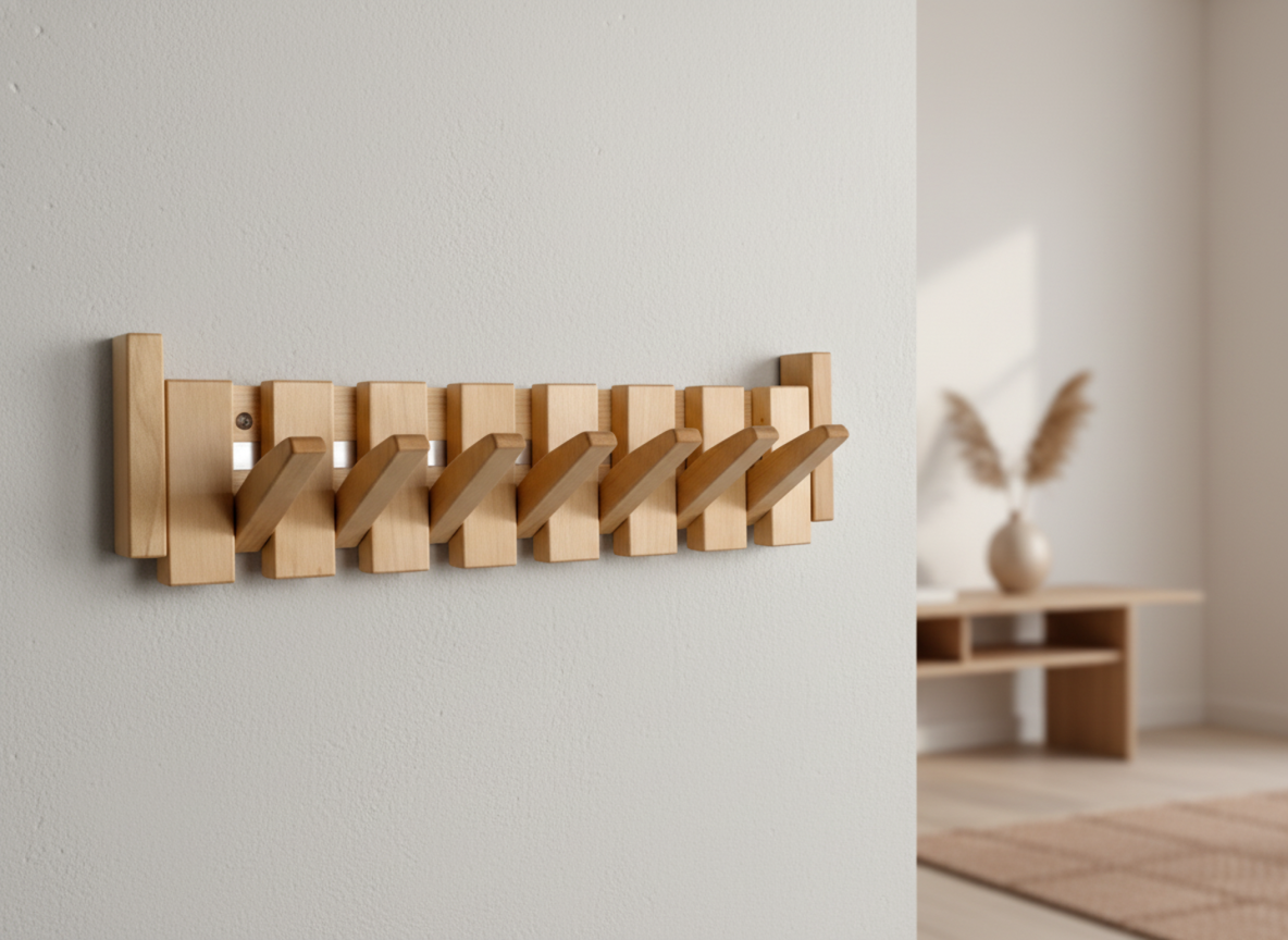 Piano Wooden Wall Coat Rack