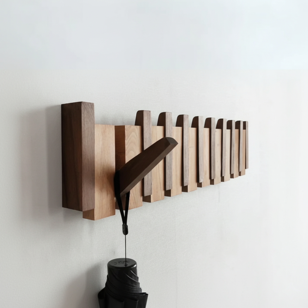 Piano Wooden Wall Coat Rack