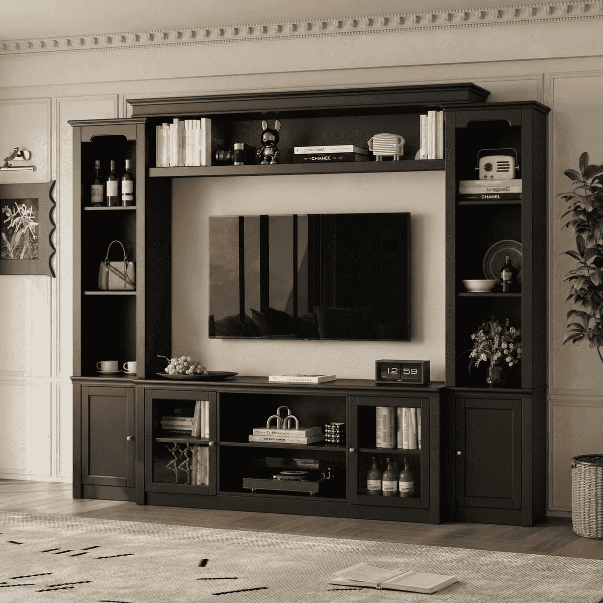 Media Stand with Bookshelf