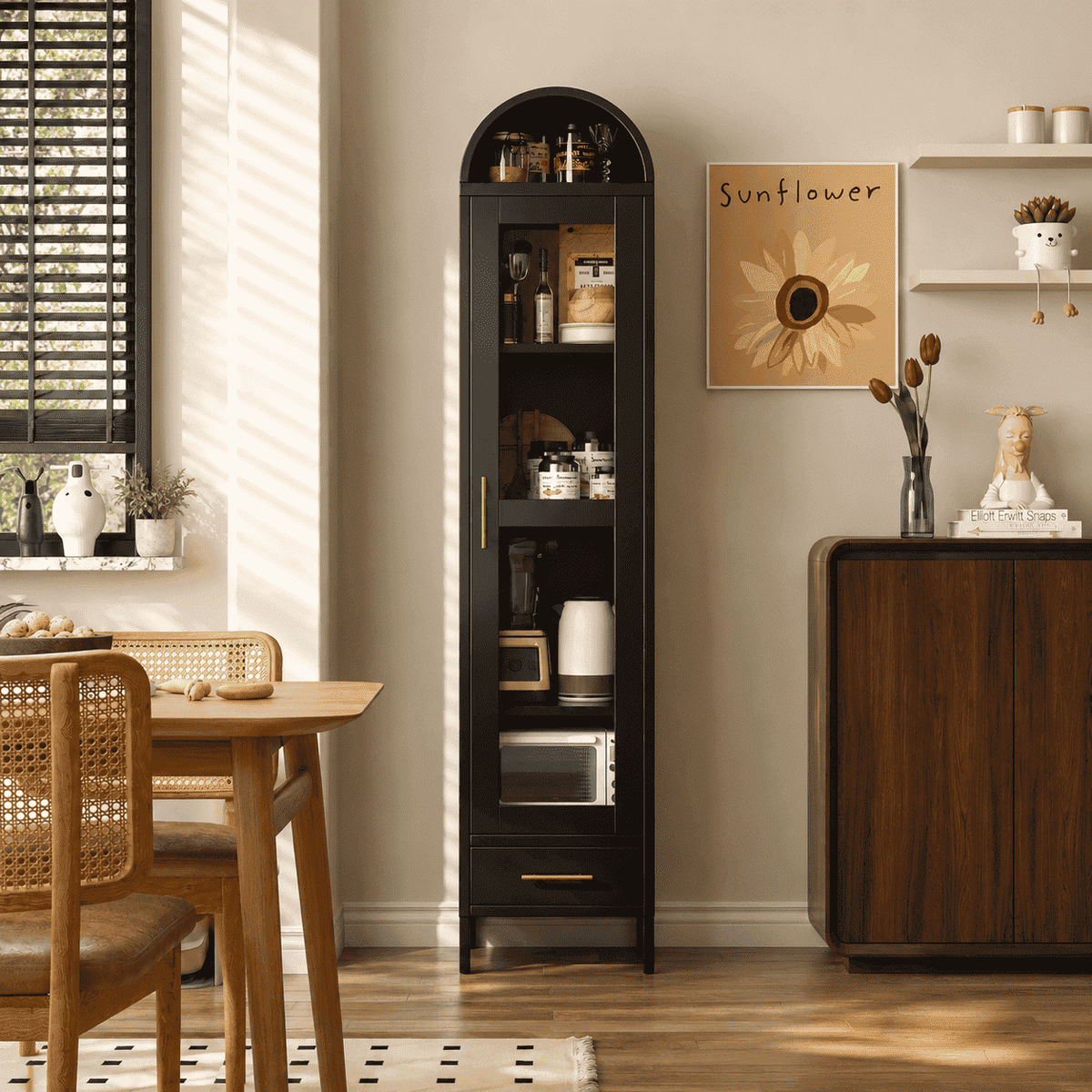 Arched Glass Door Cabinet