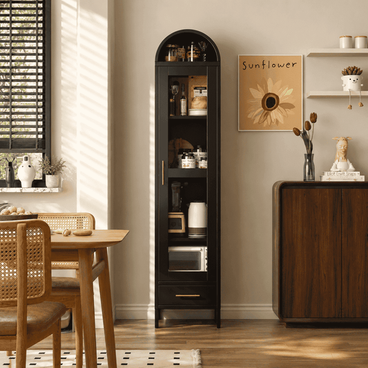 Arched Glass Door Cabinet