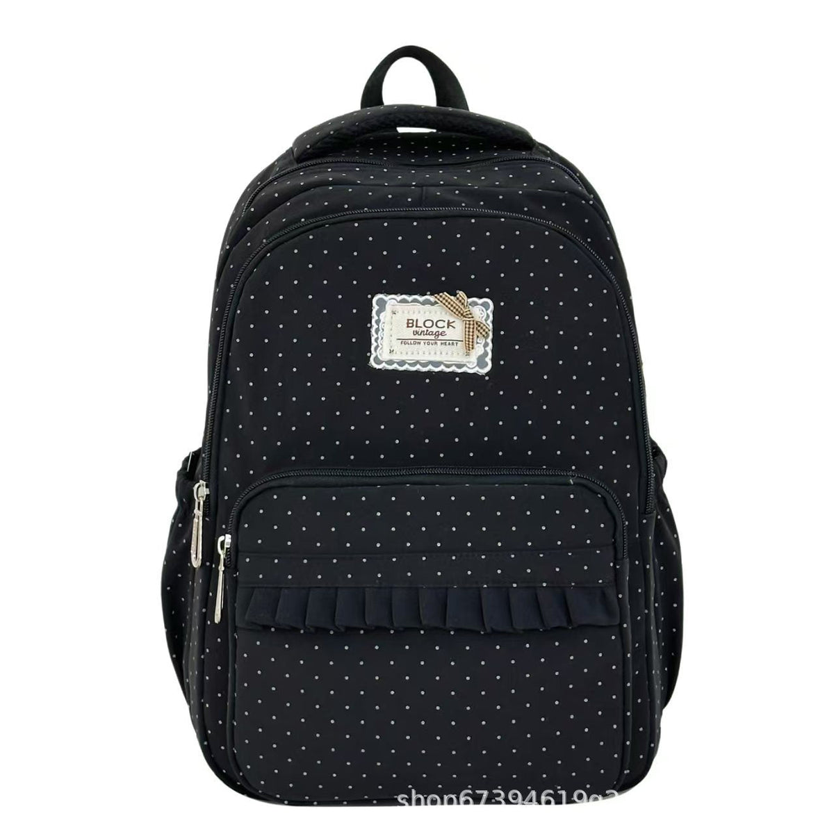 Ruffle Trim Polka Dot Backpack