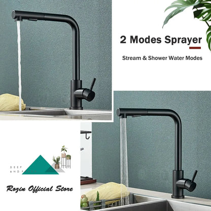 Black Pull-Out Kitchen Tap