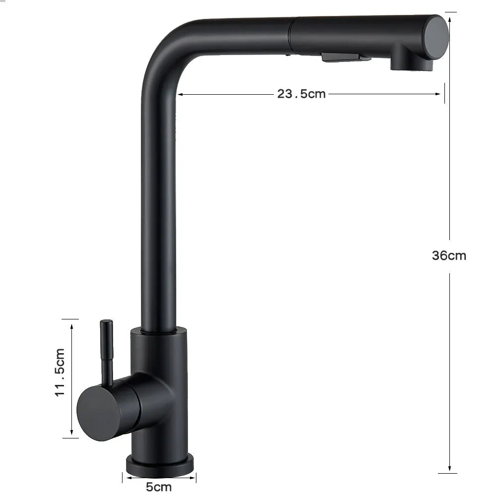 Black Pull-Out Kitchen Tap
